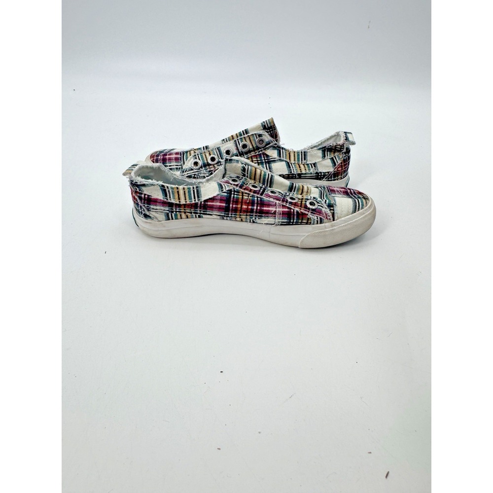 Blowfish Malibu Plaid Play Casual Slip On Sneaker 6.5 Laceless Ivy League Preppy - Picture 3 of 12